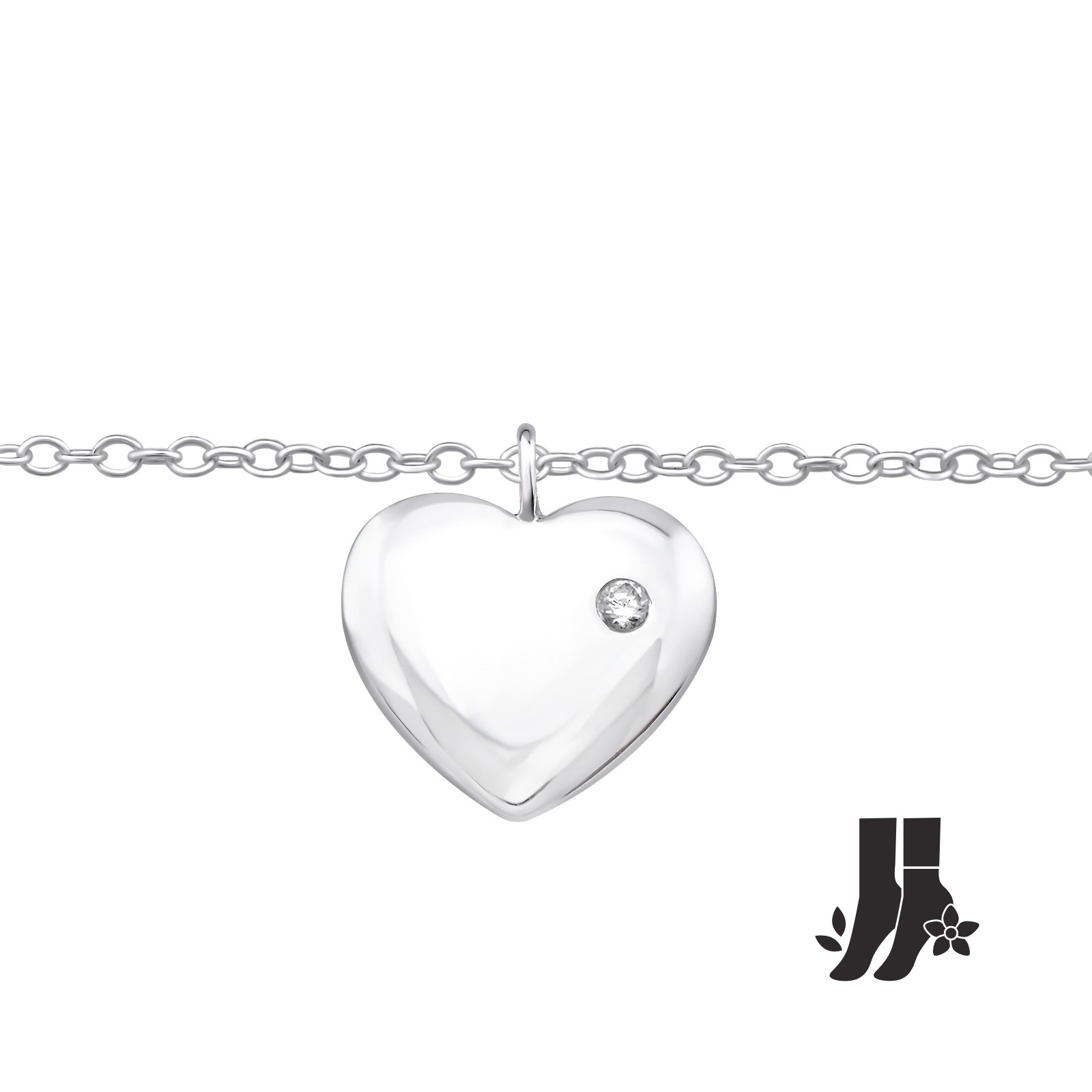 Náramek na nohu Srdce se zirkonem bangles